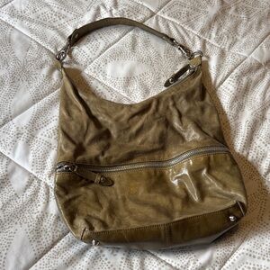 Elegant green Leather Hobo Bag